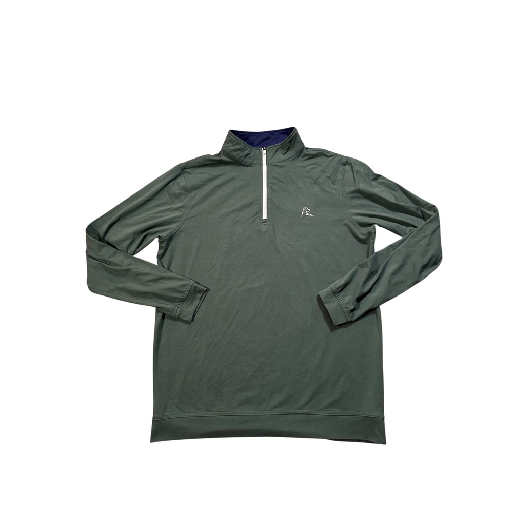 Rhoback Mens Medium Quarter Zip Pullover Green Performance Golf Long Sleeve